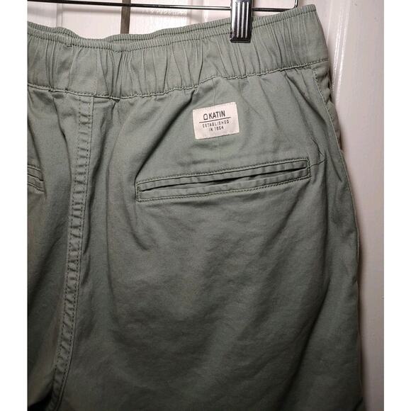 Men's Katin Elastic Waist Stretch Chino Canvas Light Green Shorts - Medium - Picture 3 of 7